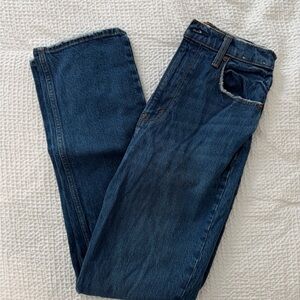 Abercrombie & Fitch Dark Blue High Rise Straight Leg Jeans